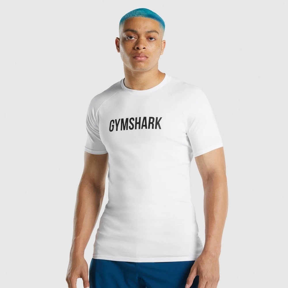 Gymshark White Basic Graphic “Apollo” Men’s Short Sleeved Tee Shirt Size large